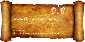 Dormány Barbara névjegykártya