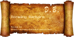Dormány Barbara névjegykártya